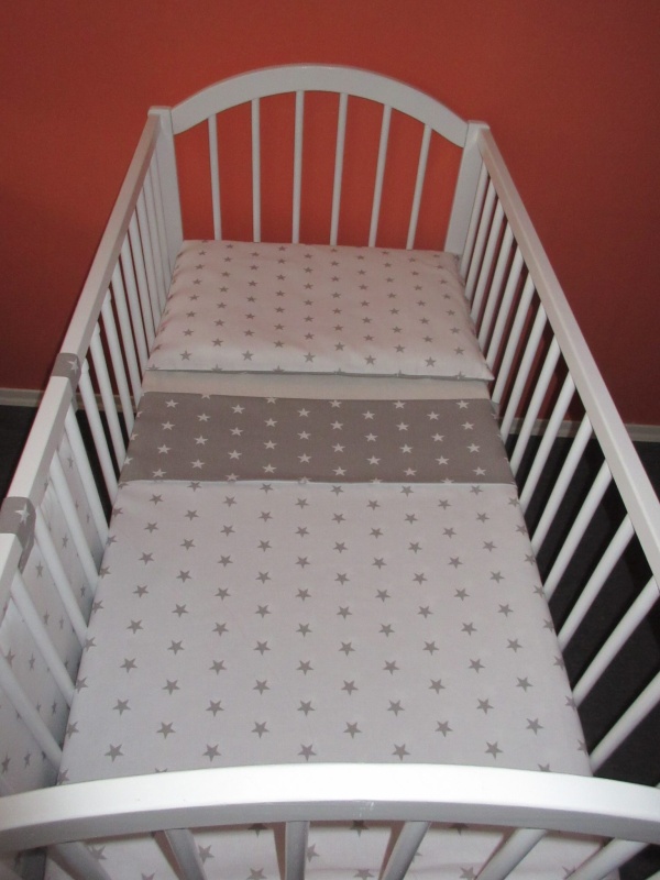 Povlečení do postýlky Hvězdičky šedá bílá 110x125, 35x55