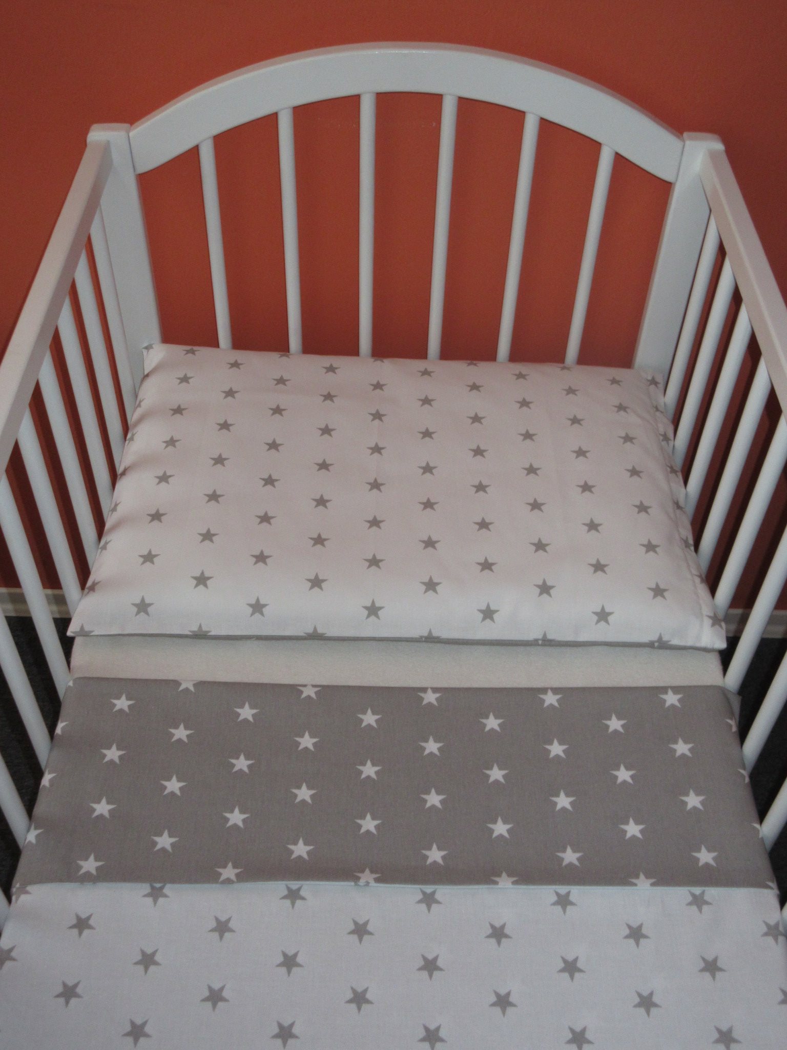 Povlečení do postýlky Hvězdičky šedá bílá 110x125, 35x55