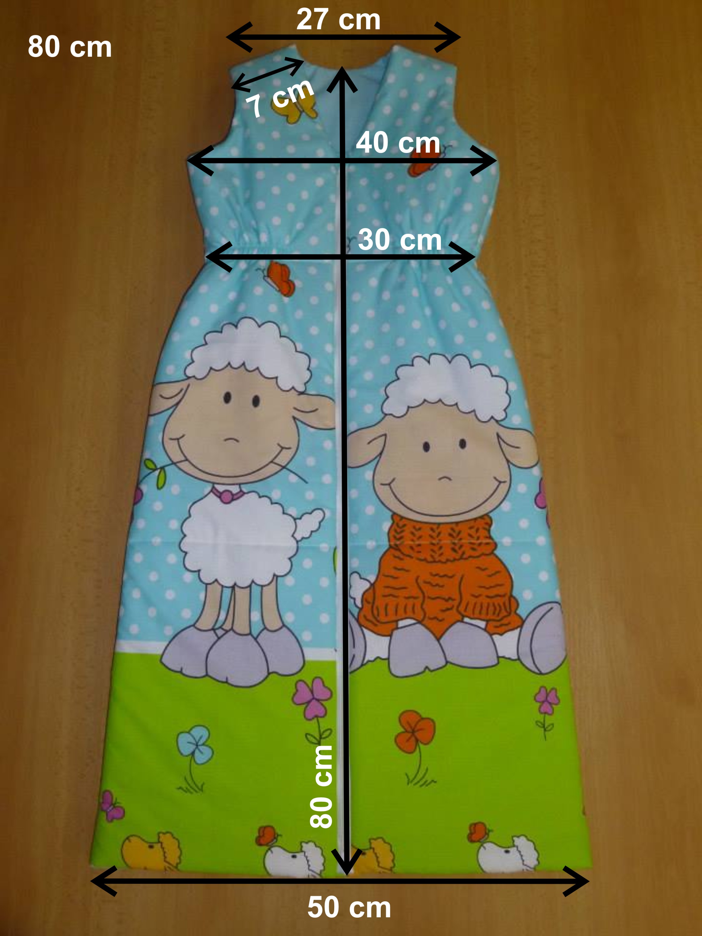 Bavlněný dětský spací pytel polozimní délka 80 cm 
