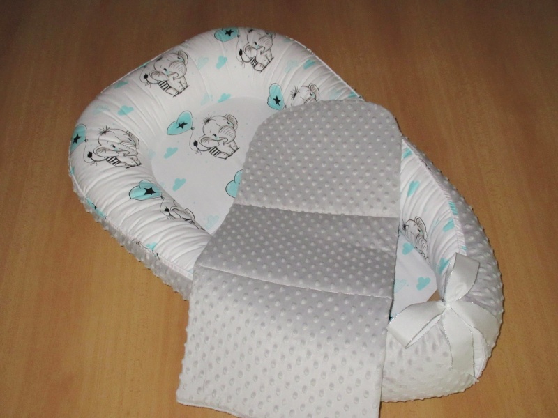 Oboustranná podložka hnízdečko maxi 40x100 cm bavlna/plátno + minky