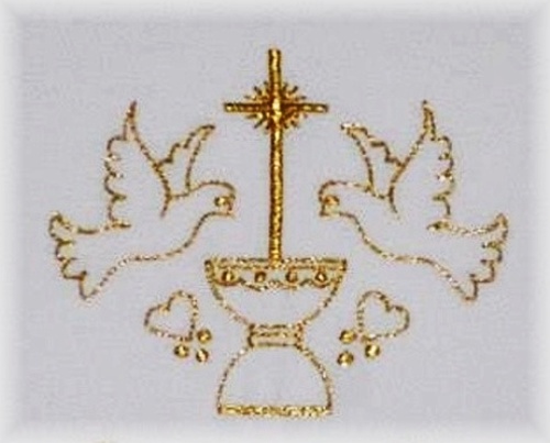 Vyšívaná křestní rouška s krajkou vzor 6