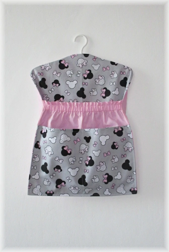 Vyztužený kapsář na ramínko do školky 55x42 cm Minnie s mašlí růžová