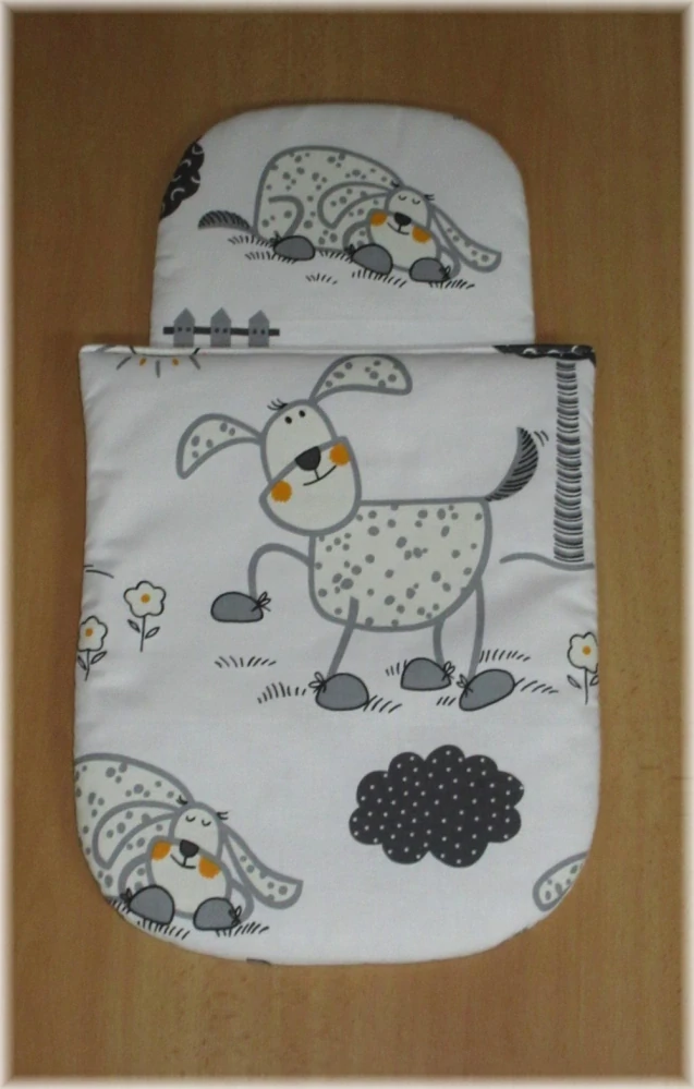Peřinky do kočárku pro panenky 22x25, 30x37 cm Pejsek na bílé
