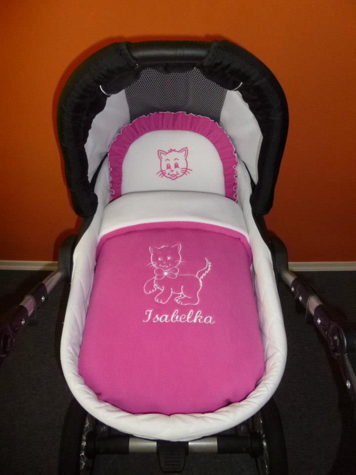 Plymo peřinky do kočárku fleece s kanýrem výšivka na jedné straně