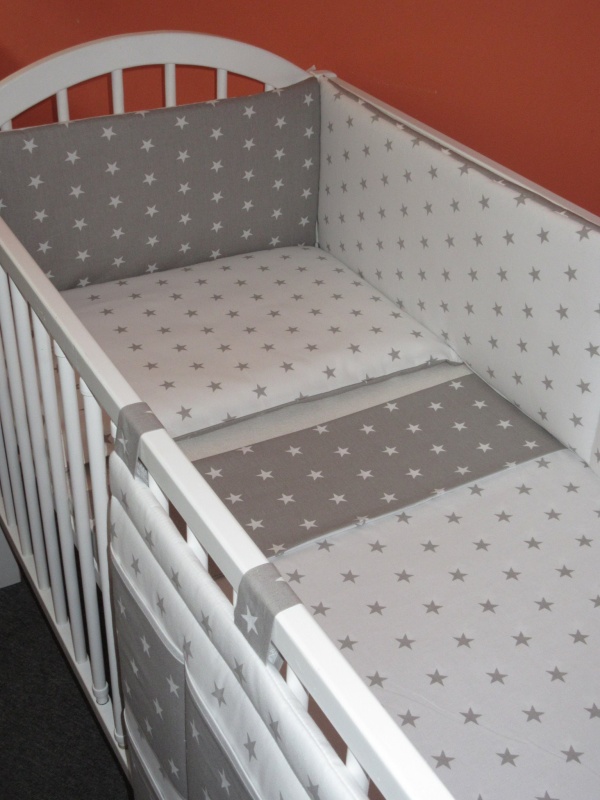 Povlečení do postýlky Hvězdičky šedá bílá 90x120, 40x60