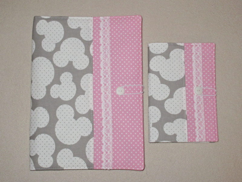 Plenkovník + obal na očkovací průkaz Mickey růžový puntík s krajkou