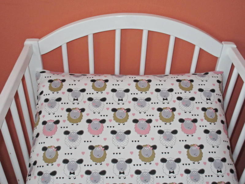Povlečení do postýlky Ovečky s mašlí růžové 90x140, 40x60