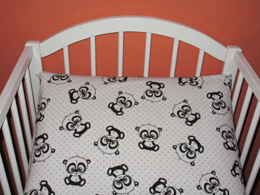 Povlečení do postýlky flanel Panda bílá 90x140, 40x60 cm