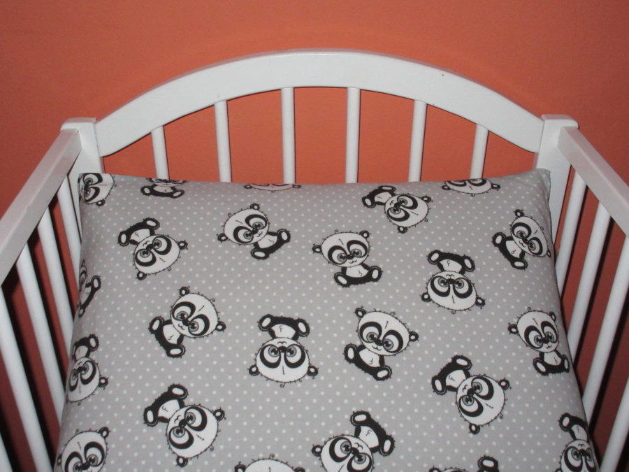 Povlečení do postýlky flanel Panda šedá 100x135, 40x60 cm