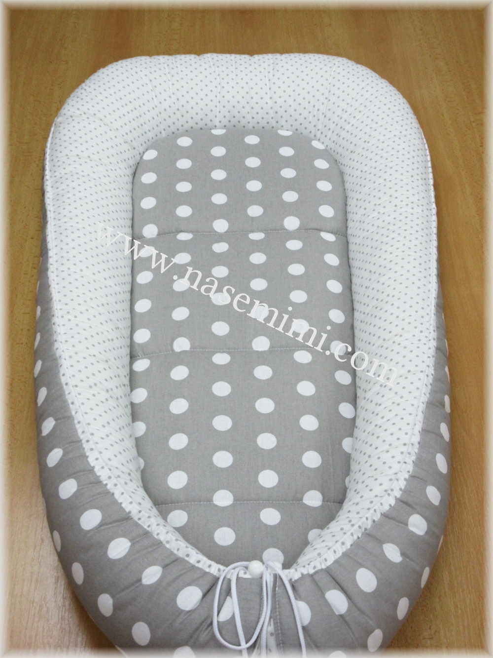 Hnízdečko pro miminko s podložkou šedo bílý puntík 