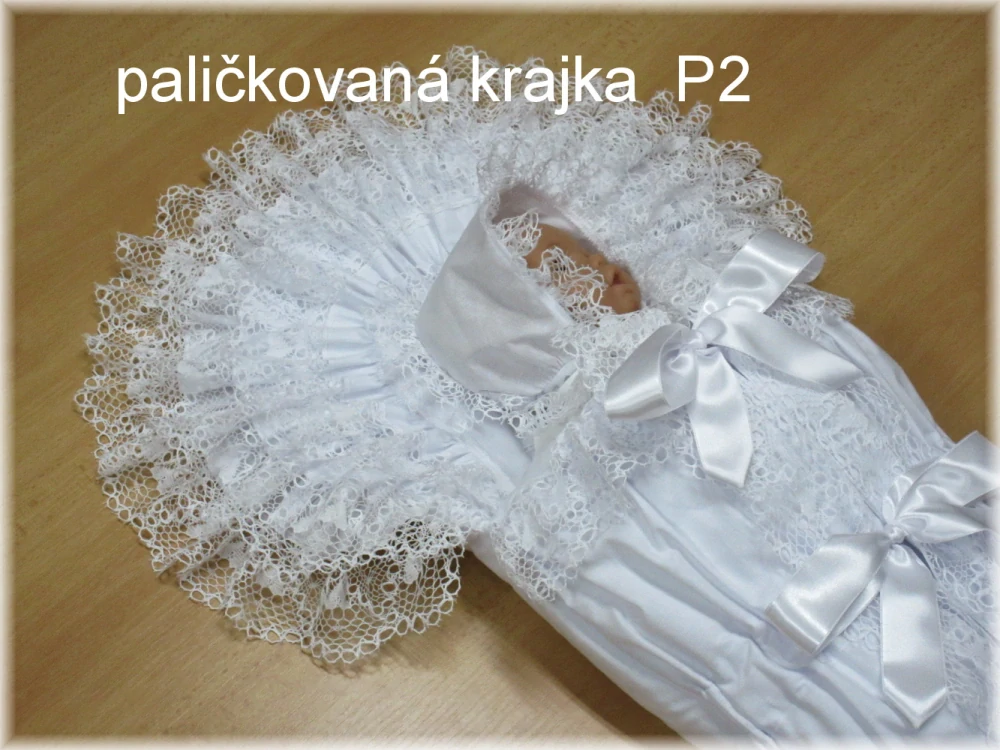 Zavinovačka bílá 3 kanýry krajka paličkovaná P2 + čepička, krejzlík 