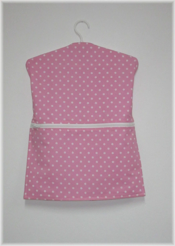 Vyztužený kapsář na ramínko do školky 55x42 cm Víly růžové s puntíky