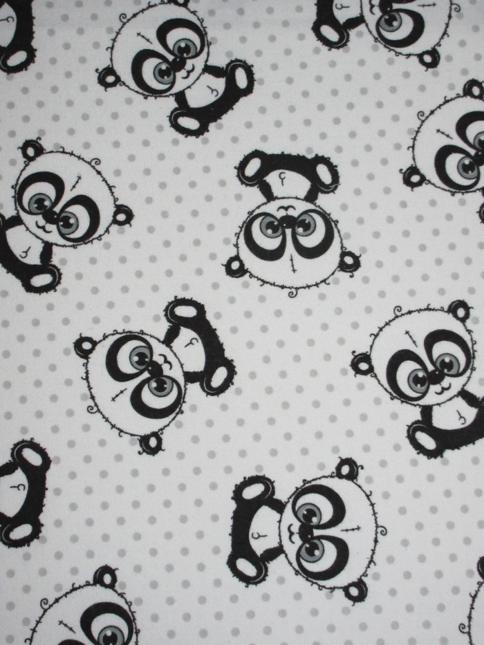 Povlečení do postýlky flanel Panda bílá 110x125, 35x55 cm