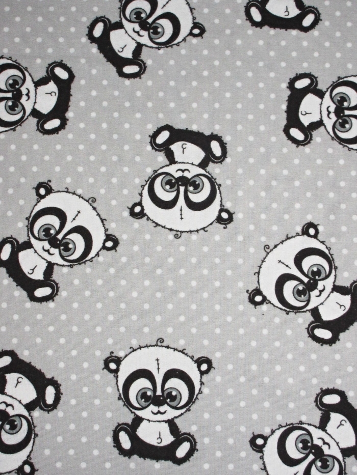 Povlečení do postýlky flanel Panda šedá 110x125, 35x55 cm