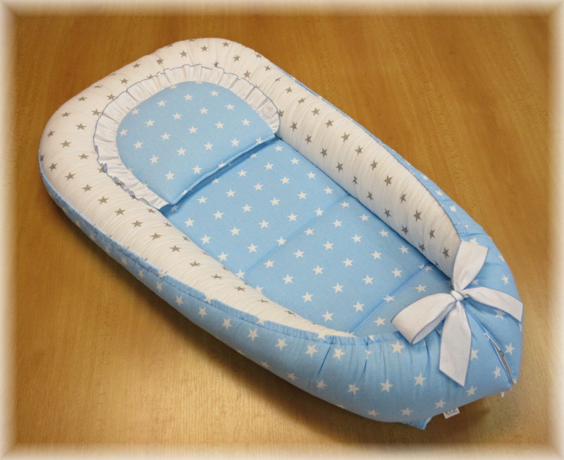 Hnízdečko pro miminko 4D hvězdičky šedé, modré