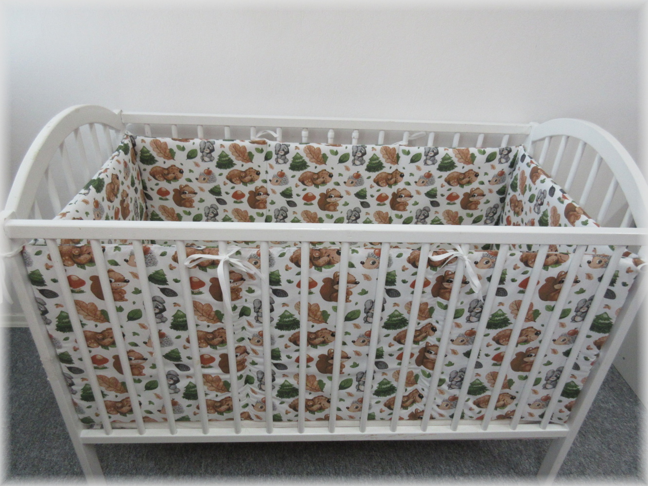 Mantinel do postýlky 60x120 cm 4 díly, výška 50 cm, duté vlákno 300 gr, Zvířátka za dubem