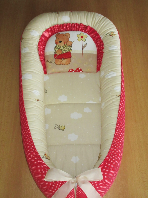 Hnízdečko pro miminko 6D 34x90 cm Medvídek béžový