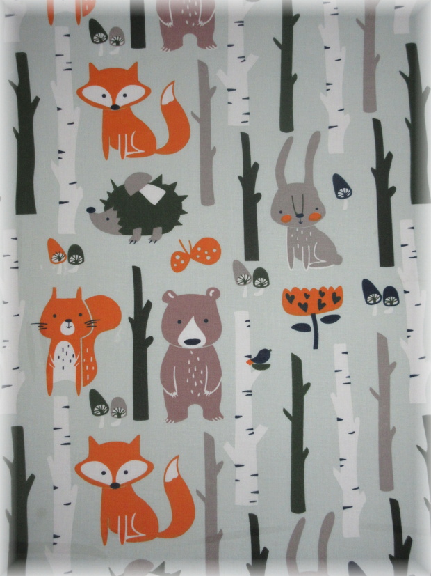 Povlečení do postýlky Zvířátka v lese bledě mentolové 90x140, 40x60 cm