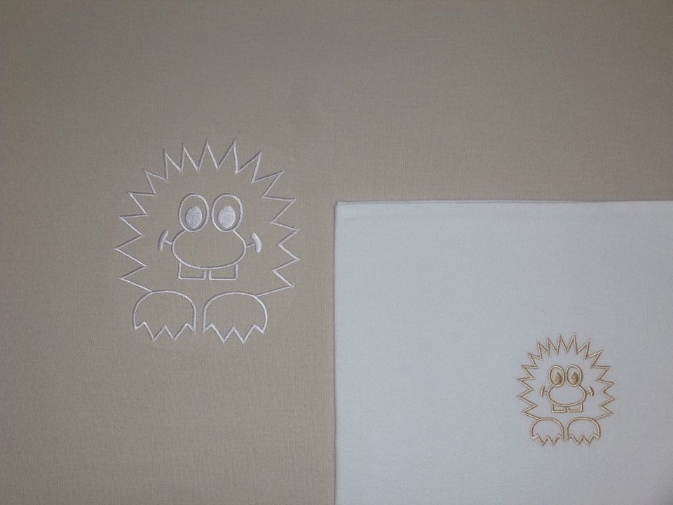 Povlečení do postýlky jednobarevné plátno s výšivkou 90x120,40x60