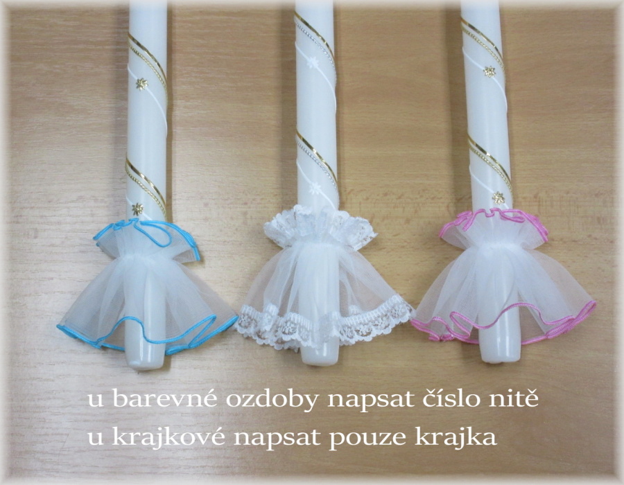 Křestní sada 3D vyšívaná rouška s krajkou, svíce, ozdoba - vzor 46 kříž
