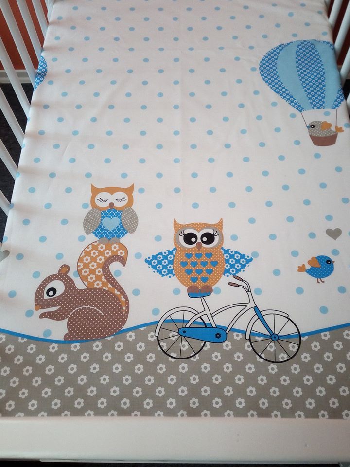 Povlečení do postýlky sova modrá 90x130,40x60