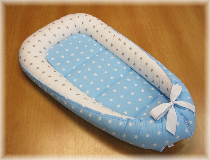 Hnízdečko pro miminko 4D hvězdičky šedé, modré