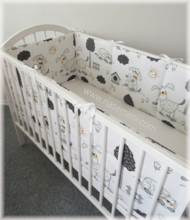 Mantinel do postýlky 60x120 cm 4 díly, výška 50 cm, duté vlákno 300 gr. MIX látek 