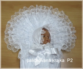 Zavinovačka bílá 3 kanýry krajka paličkovaná P2 + čepička, krejzlík 